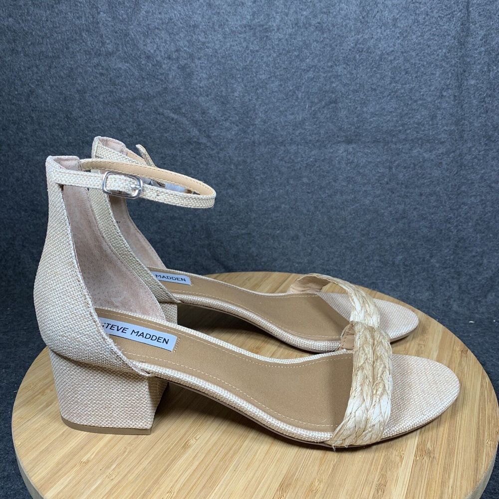 Steve Madden Women's Size 11 Renee Beige Leather Open Toe High Heel Sandals